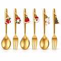 Set posate natalizie 6 pezzi oro – Cucchiaini e forchettine decorative