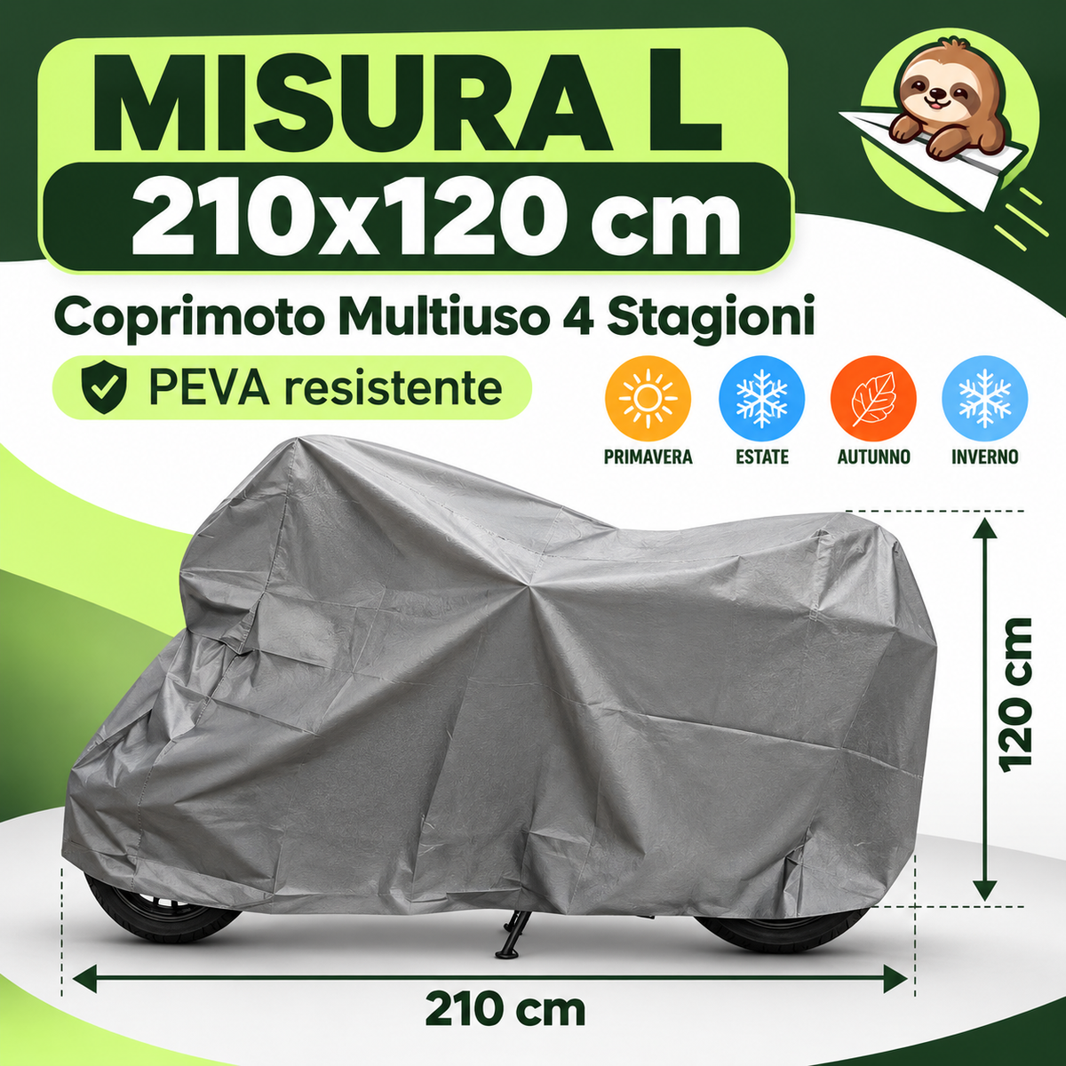 Telo Coprimoto Impermeabile 4 Stagioni – Copertura Protettiva per Moto e Scooter – Taglie L e XL
