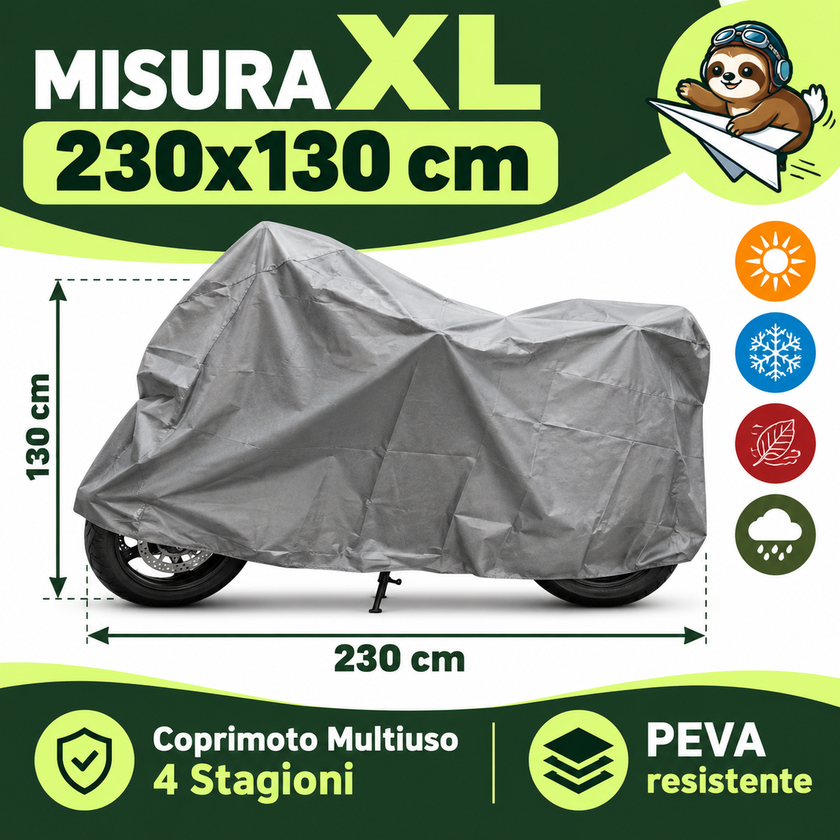 Telo Coprimoto Impermeabile 4 Stagioni – Copertura Protettiva per Moto e Scooter – Taglie L e XL