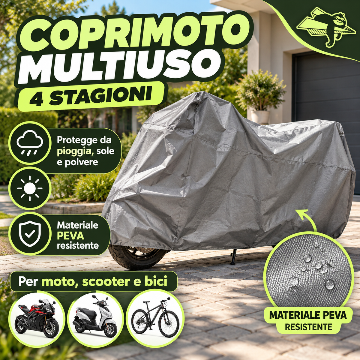 Telo Coprimoto Impermeabile 4 Stagioni – Copertura Protettiva per Moto e Scooter – Taglie L e XL