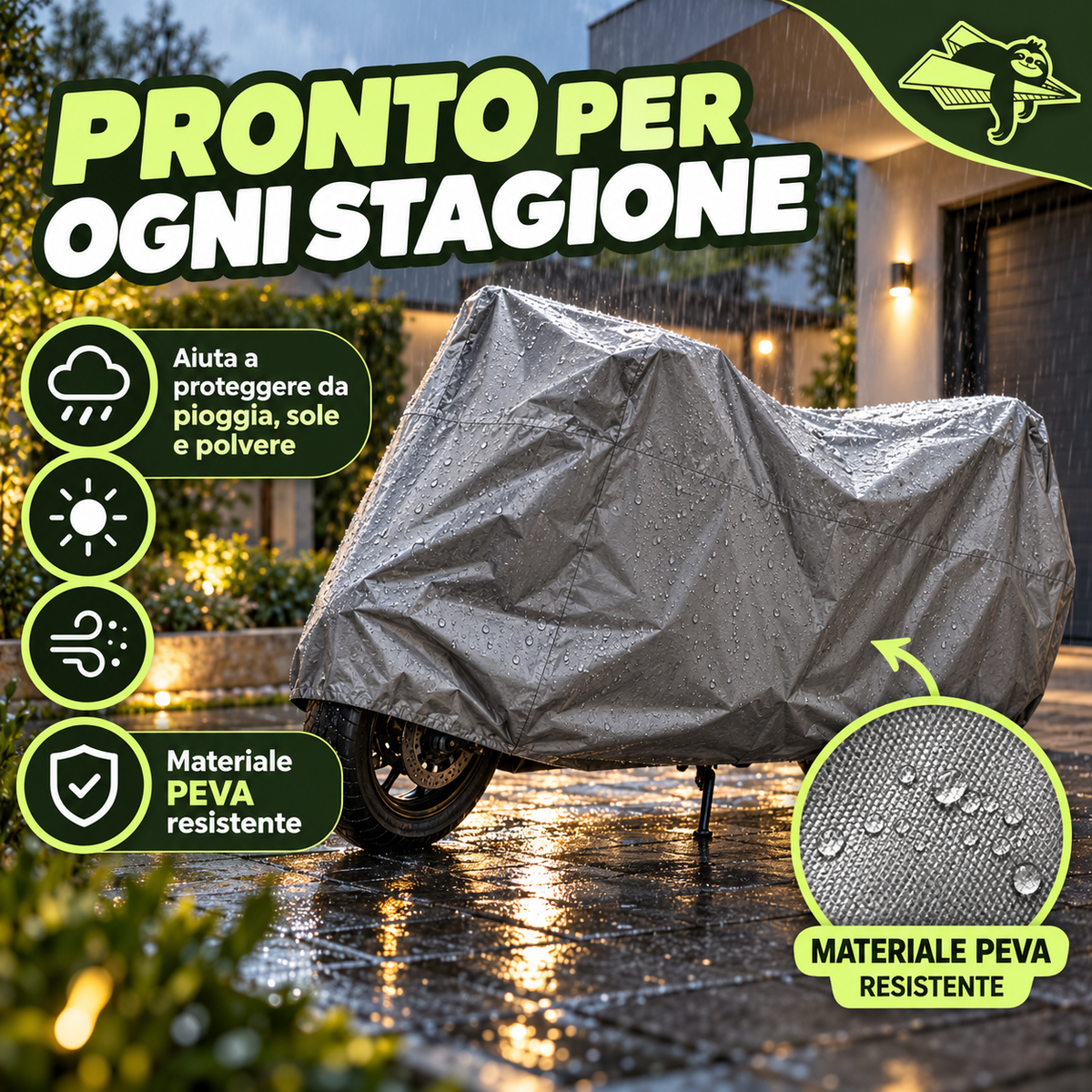 Telo Coprimoto Impermeabile 4 Stagioni – Copertura Protettiva per Moto e Scooter – Taglie L e XL