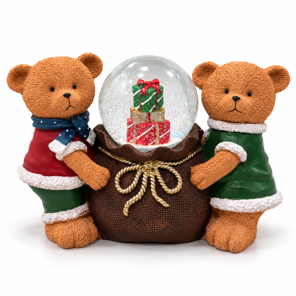 Orsetti natalizi con sfera di neve 28cm – Statuina decorativa e addobbo di Natale per casa, diversi modelli