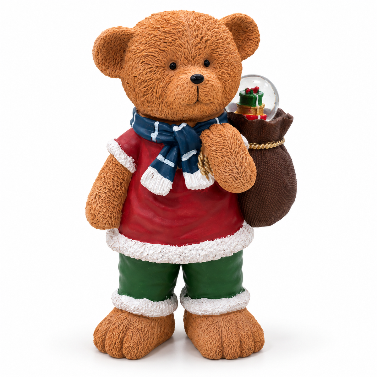 Orsetti natalizi con sfera di neve 28cm – Statuina decorativa e addobbo di Natale per casa, diversi modelli