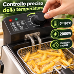 Friggitrice Elettrica 3,5 L 2000W in Acciaio con Cestello Estraibile e Temperatura Regolabile