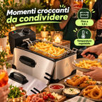 Friggitrice Elettrica 3,5 L 2000W in Acciaio con Cestello Estraibile e Temperatura Regolabile