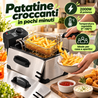Friggitrice Elettrica 3,5 L 2000W in Acciaio con Cestello Estraibile e Temperatura Regolabile