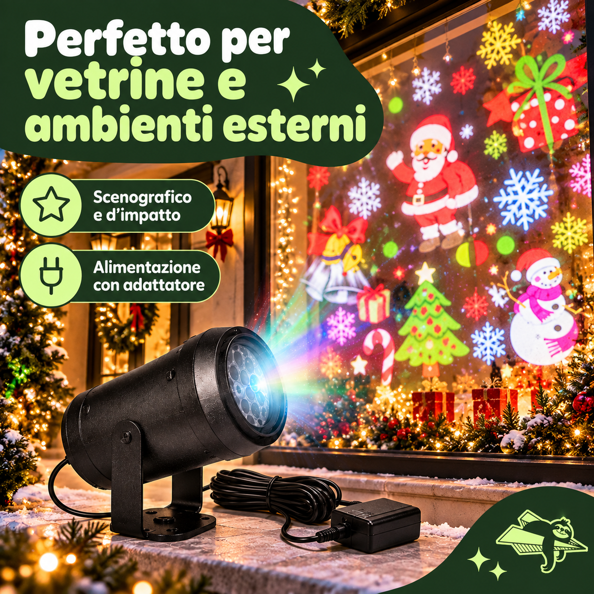 Proiettore LED Natalizio RGBW Interno Esterno - Decorazioni Luminose Natale