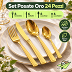 Set Posate 24 Pezzi Oro in Acciaio Inox – Servizio per 6 Persone