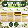 Set Posate 24 Pezzi Oro in Acciaio Inox – Servizio per 6 Persone