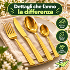 Set Posate 24 Pezzi Oro in Acciaio Inox – Servizio per 6 Persone