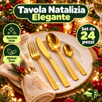 Set Posate 24 Pezzi Oro in Acciaio Inox – Servizio per 6 Persone