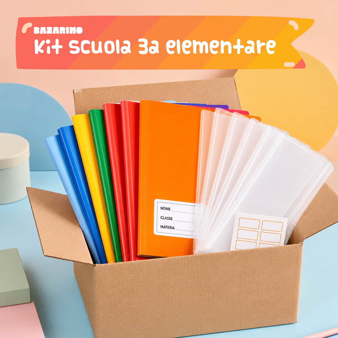 Kit Scuola 3ª Elementare – 10 Maxiquaderni A4 100g + Copertine + Etichette