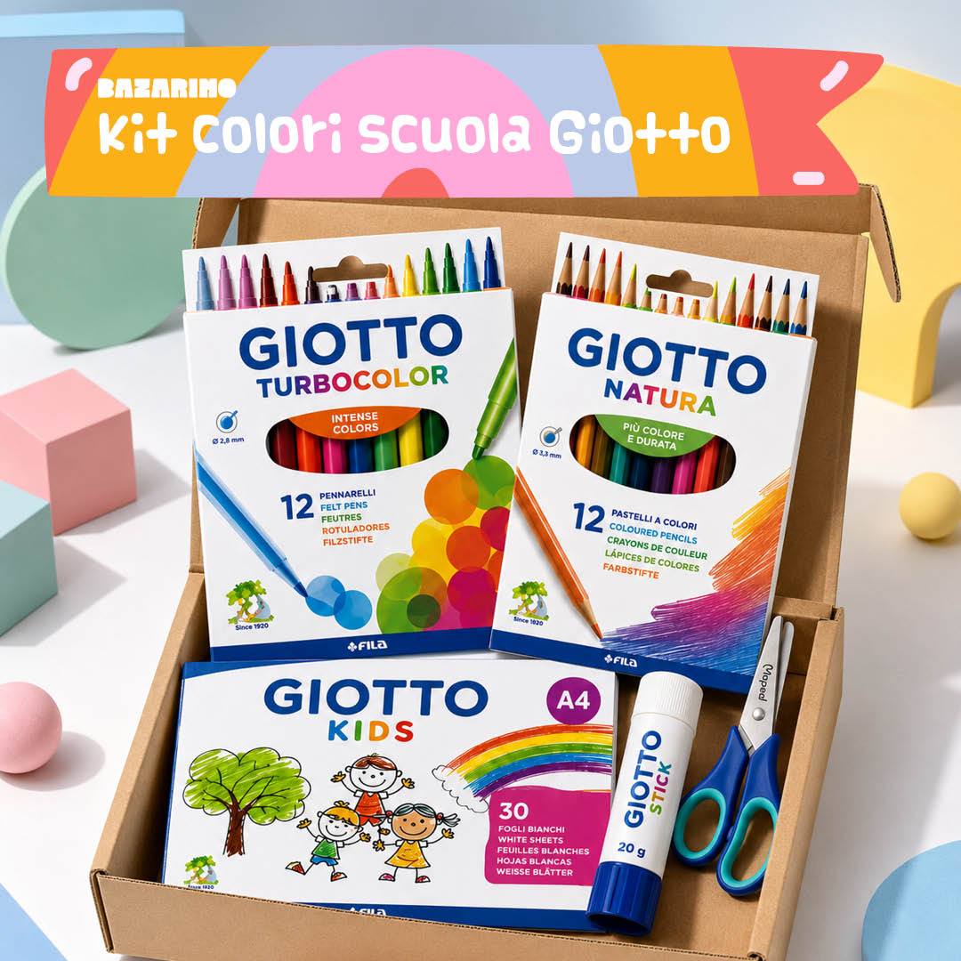 Kit Colori Scuola Giotto – Pennarelli, Pastelli e Album Disegno