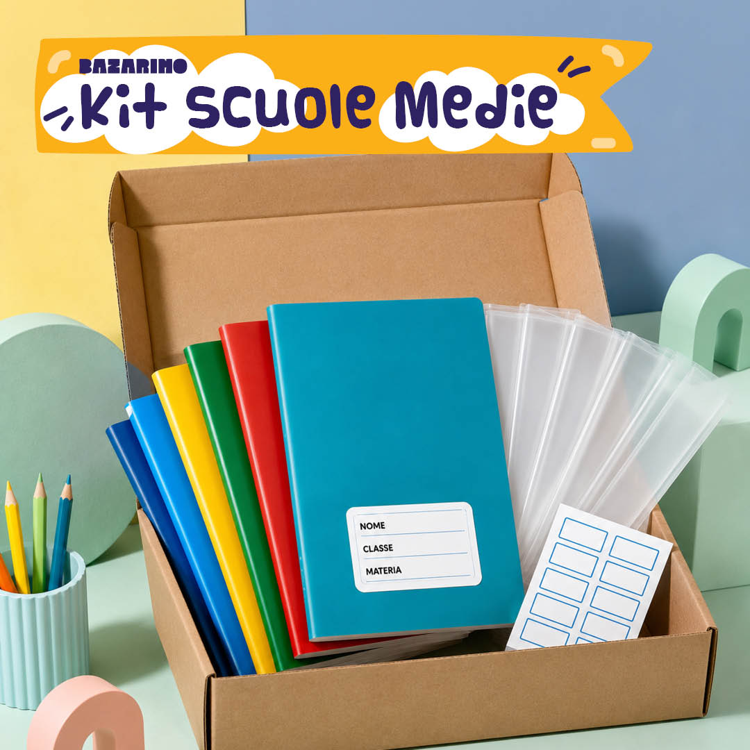 Kit Scuole Medie – 10 Maxiquaderni A4 100g + Copertine + Etichette