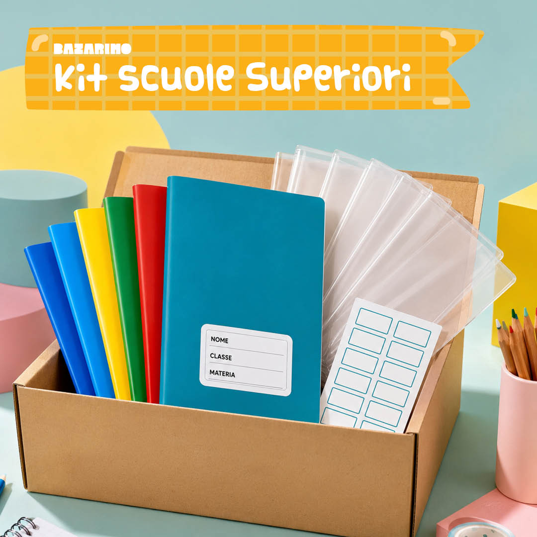 Kit Scuole Superiori – 10 Maxiquaderni A4 100g + Copertine + Etichette