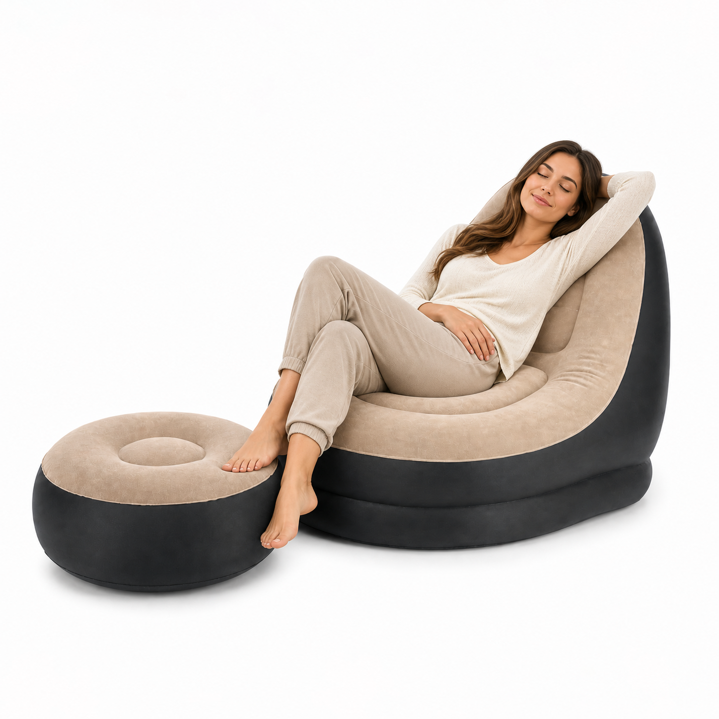 Poltrona Gonfiabile Comfort con Poggiapiedi – Uso Interno, Design Moderno