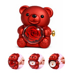 Cofanetto Regalo Orsetto Con Rosa Decorativa E Porta Oggetti