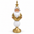 Statuina natalizia bianca e oro 35 e 50 cm – Addobbo di Natale con Babbo Natale, orsetto o soldatino