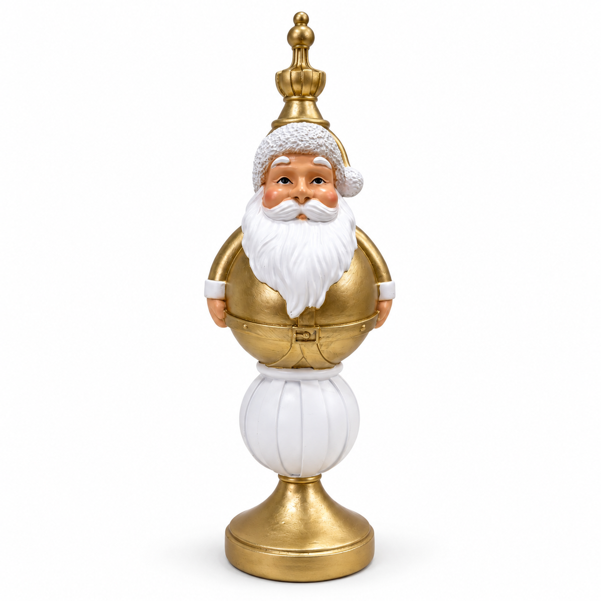Statuina natalizia bianca e oro 35 e 50 cm – Addobbo di Natale con Babbo Natale, orsetto o soldatino