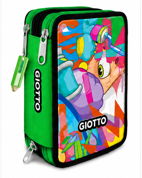 Astuccio Giotto 3 Zip Completo con Pastelli Giotto SUPERMINA e Pennarelli Turbo Color – 3 Grafiche Disponibili